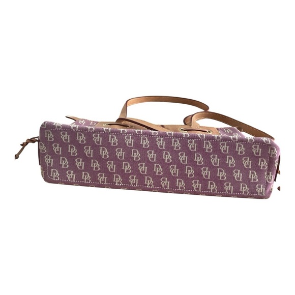 Dooney & Bourke Monogram Jacquard Plum Leather Shoulder Bag - Picture 4 of 6